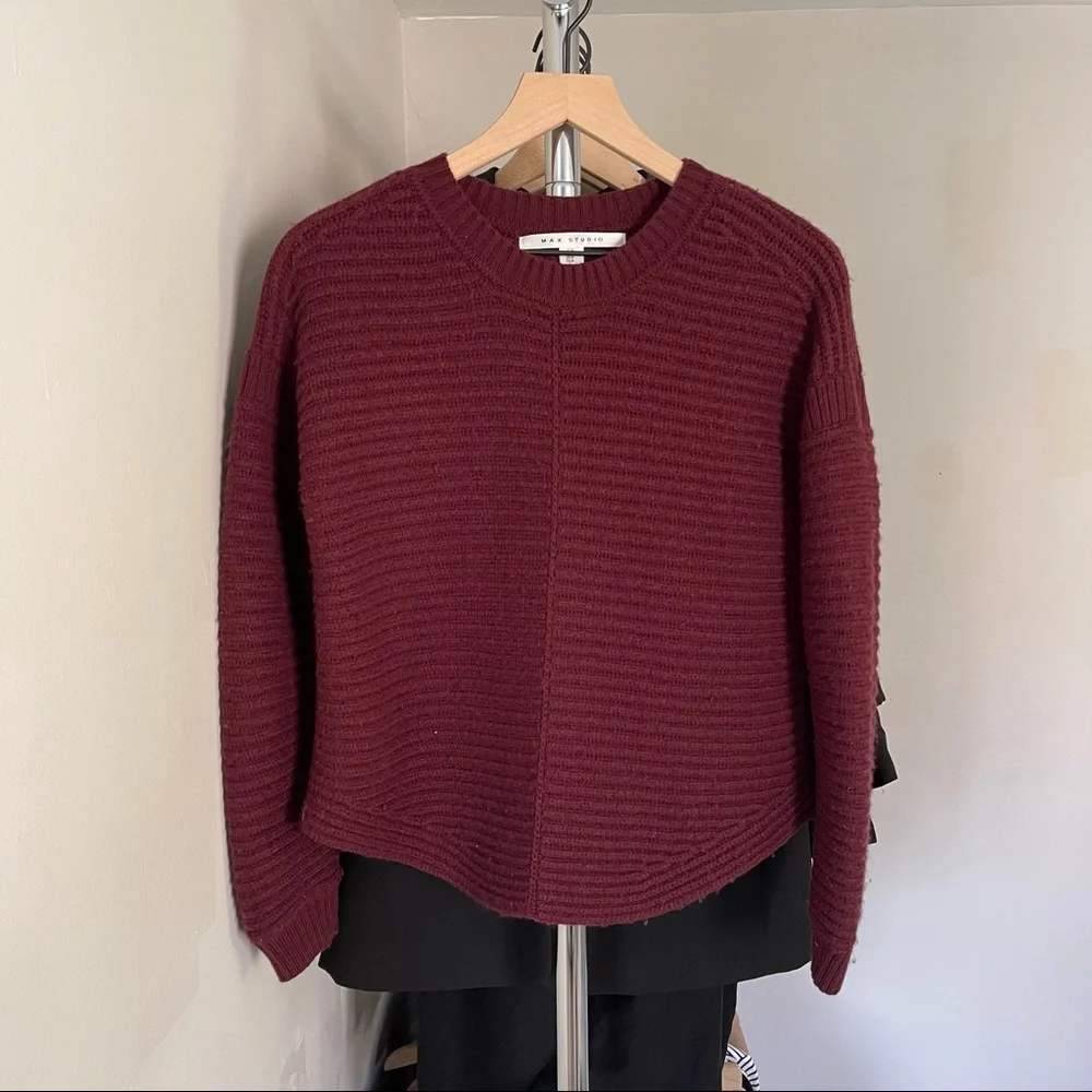Max Studio | Burgundy Ribbed Sweater - Picture 6 of 7